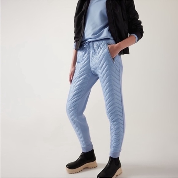 Athleta Apres Ski Down Quilted High Rise Jogger Pants in Heron Blue Sz 16 - Picture 3 of 10